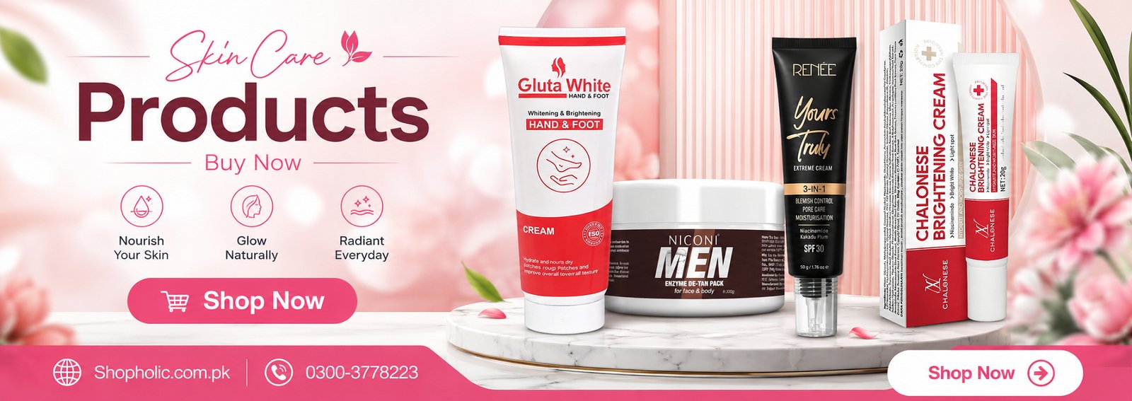 Skin Care Products Buy Now | Premium Beauty & Whitening Creams Online at Shopholic.com.pk | Hand & Foot Cream, Brightening Cream & Men’s De-Tan Pack | Call 0300-3778223