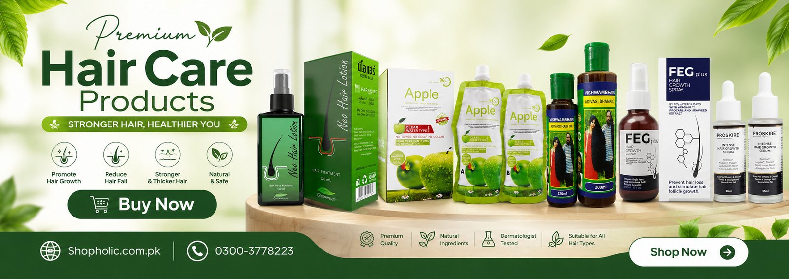 Premium Hair Care Products Buy Now Online at Shopholic.com.pk | Hair Growth Spray, Hair Oil, Shampoo & Hair Serum | Stronger & Healthier Hair | Call 0300-3778223