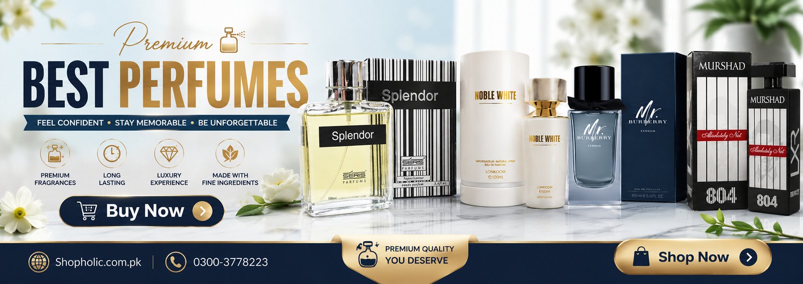 Premium Best Perfumes Buy Now Online at Shopholic.com.pk | Long Lasting Luxury Fragrances for Men & Women | Elegant Premium Scents | Call 0300-3778223
